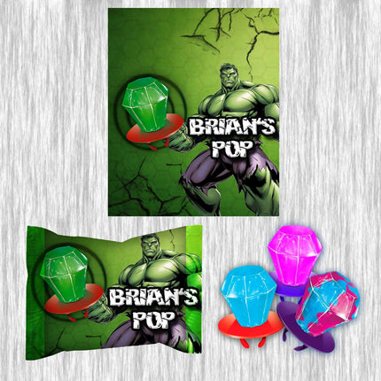 Hulk Ring Pop Label Sticker for Birthday Party Candy Favor - Digital, Stickers or Finished Options
