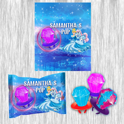 Cinderella Ring Pop Label Sticker for Birthday Party Candy Favor - Digital, Stickers or Finished Options