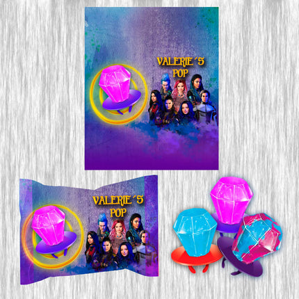 Descendants Ring Pop Label Sticker for Birthday Party Candy Favor - Digital, Stickers or Finished Options