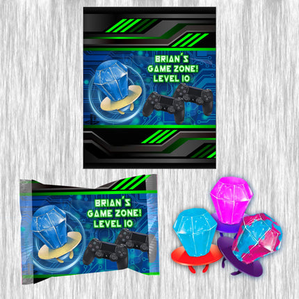 Video Game Ring Pop Label Sticker for Birthday Party Candy Favor - Digital, Stickers or Finished Options