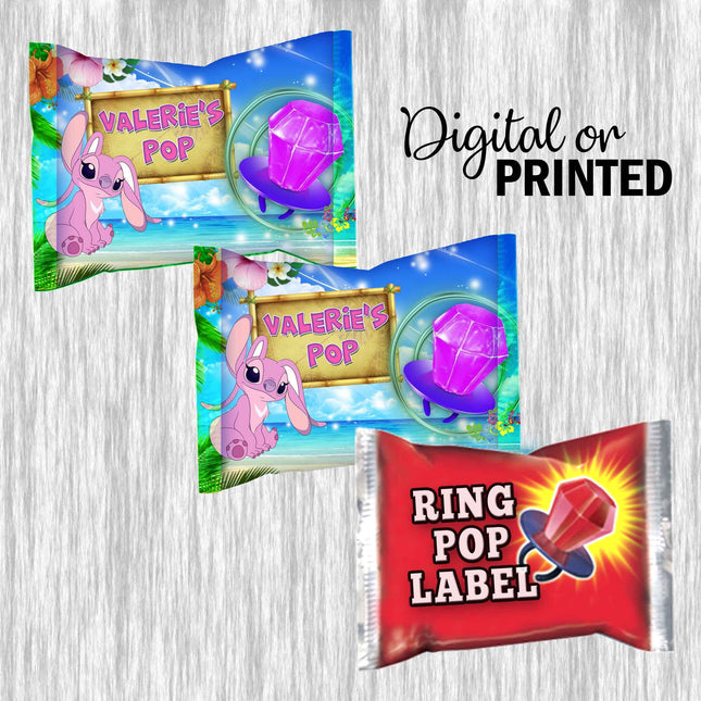 Stitch Ring Pop Label Sticker for Birthday Party Candy Favor - Digital, Stickers or Finished Options