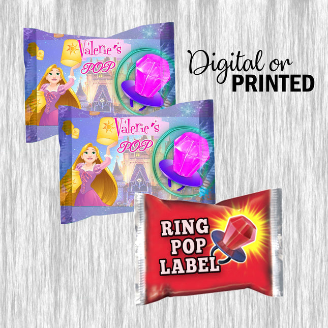 Tangled Ring Pop Label Sticker for Birthday Party Candy Favor - Digital, Stickers or Finished Options