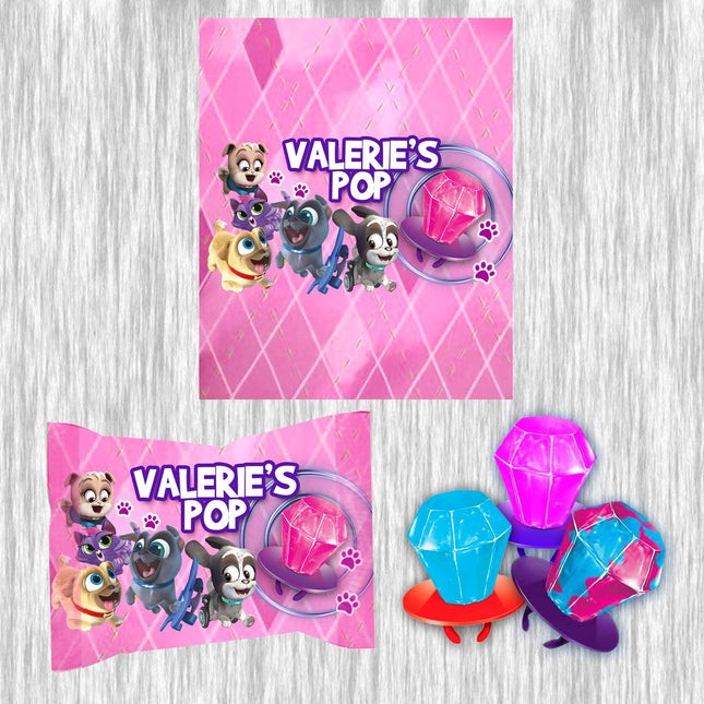 Puppy Dog Pals Ring Pop Label Sticker for Birthday Party Candy Favor - Digital, Stickers or Finished Options #Pink