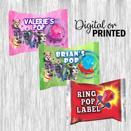 Puppy Dog Pals Ring Pop Label Sticker for Birthday Party Candy Favor - Digital, Stickers or Finished Options #Green