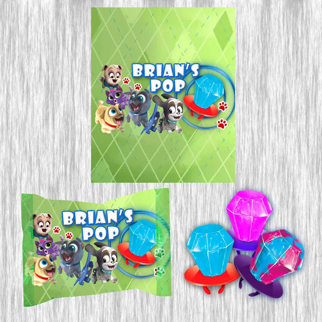 Puppy Dog Pals Ring Pop Label Sticker for Birthday Party Candy Favor - Digital, Stickers or Finished Options #Green