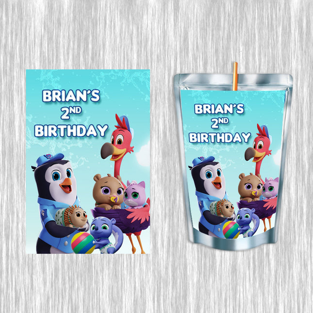TOTS Juice Pouch Label Sticker for Kids Birthday Party Favor Decor - Digital and physical options #Blue
