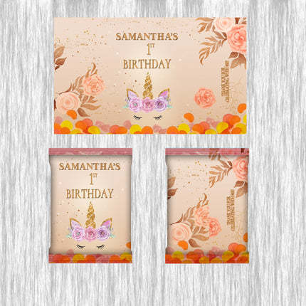 Unicorn Face Party Snacks Favor for Birthday Bundle Labels or Finished Snacks