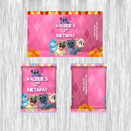 Puppy Dog Pals Fruit Snack Label Sticker for Kids Birthday Party Favor Decor Digital and Physical Options #Pink