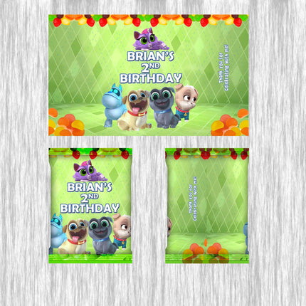 Puppy Dog Pals Fruit Snack Label Sticker for Kids Birthday Party Favor Decor Digital and Physical Options #Green