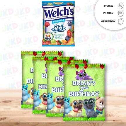 Puppy Dog Pals Fruit Snack Label Sticker for Kids Birthday Party Favor Decor Digital and Physical Options #Green