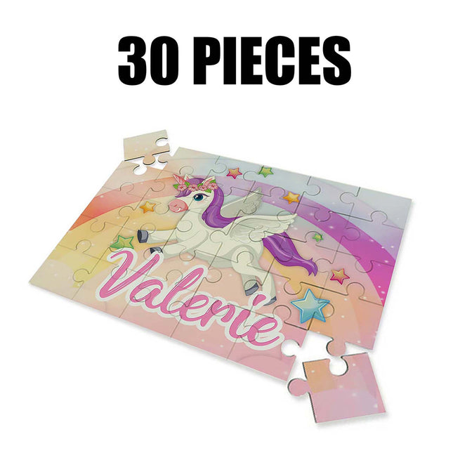 Unicorn Puzzle with Name Kids Jigsaw Gift for Son Daughter Grandson Granddaughter Birthday | 30pcs 7.5x9.5in