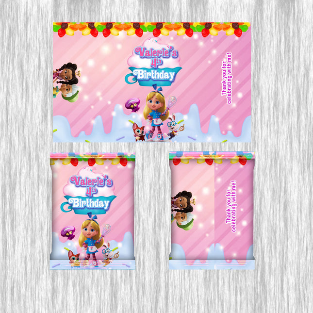 Alice Bakery Fruit Snack Label Sticker for Kids Birthday Party Favor Decor Custom Physical Product