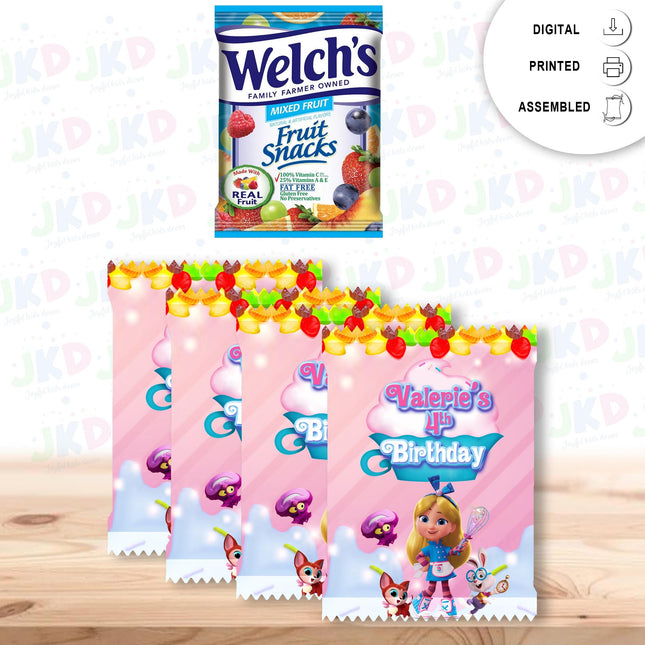 Alice Bakery Fruit Snack Label Sticker for Kids Birthday Party Favor Decor Custom Physical Product