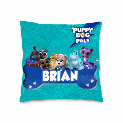 Puppy Dog Pals Pillow with Name Kids Cushion Room Decor Gift for Son Daughter Grandson Granddaughter- 16in insert included