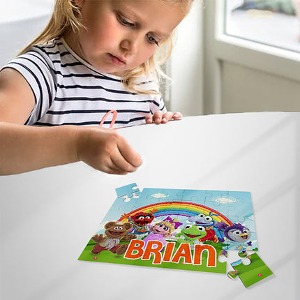 Muppet Babies Puzzle with Name Kids Jigsaw Gift Son Daughter Birthday | 30pcs 7.5x9.5in #Orange