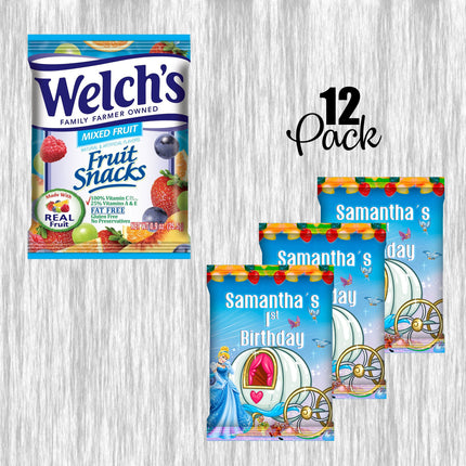 Cinderella Fruit Snack Label Sticker for Kids Birthday Party Favor Decor Custom Physical Product