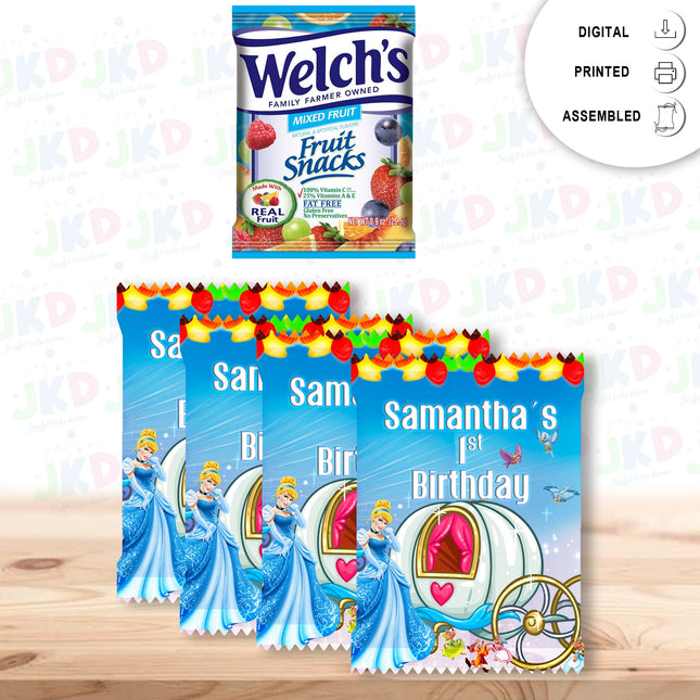 Cinderella Fruit Snack Label Sticker for Kids Birthday Party Favor Decor Custom Physical Product