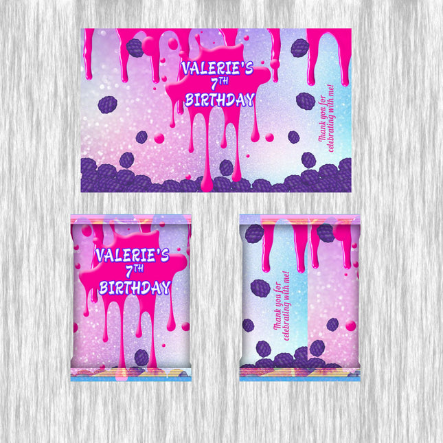 Slime Fruit Snack Label Sticker for Kids Birthday Party Favor Decor Custom Physical Product