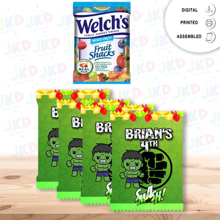 Baby Hulk Fruit Snack Label Sticker for Kids Birthday Party Favor Decor Digital and Physical Options