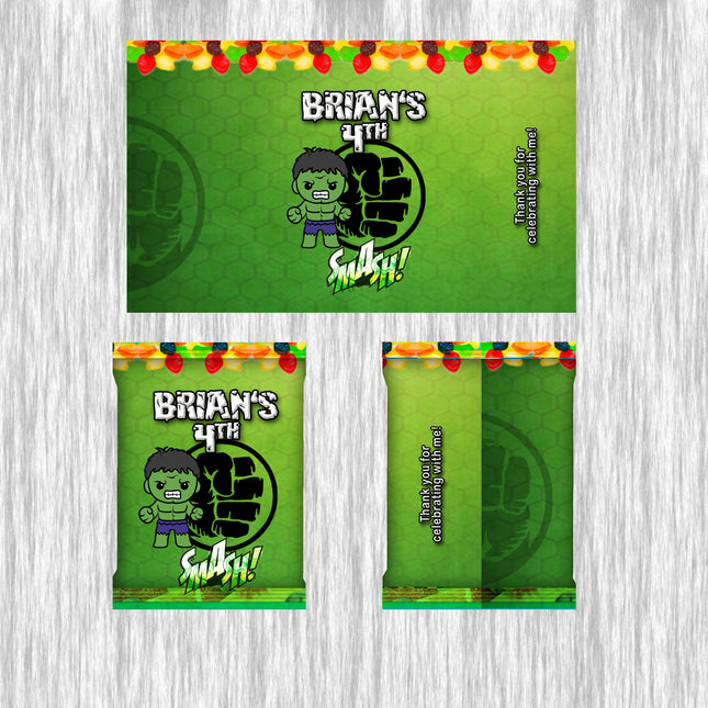 Baby Hulk Fruit Snack Label Sticker for Kids Birthday Party Favor Decor Digital and Physical Options
