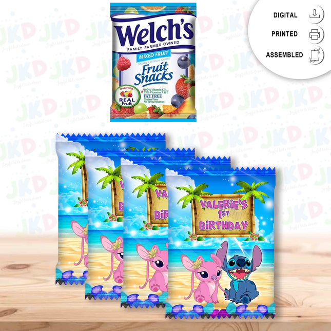 Stitch Fruit Snack Label Sticker for Kids Birthday Party Favor Decor Digital and Physical Options