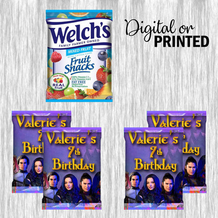 Descendants Fruit Snack Label Sticker for Kids Birthday Party Favor Decor Custom Physical Product