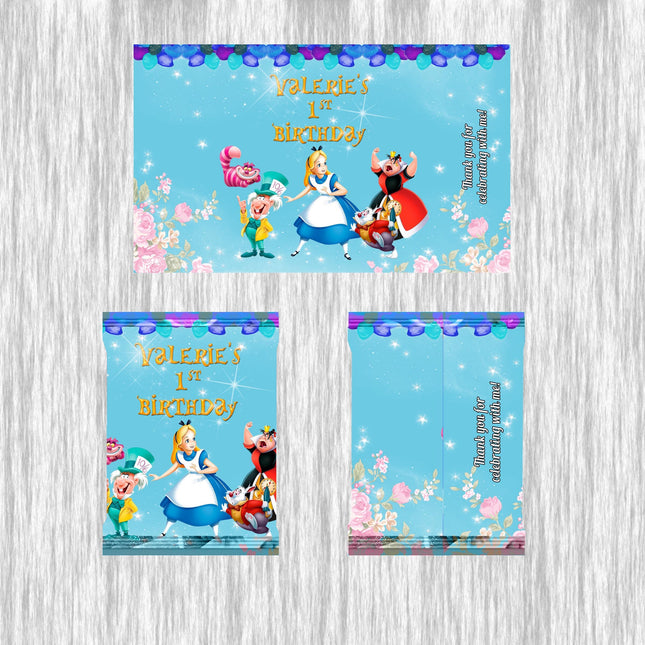 Alice in Wonderland Fruit Snack Label Sticker for Kids Birthday Party Favor Decor Custom Physical Product