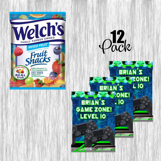 Video Game Fruit Snack Label Sticker for Kids Birthday Party Favor Decor Custom Physical Product