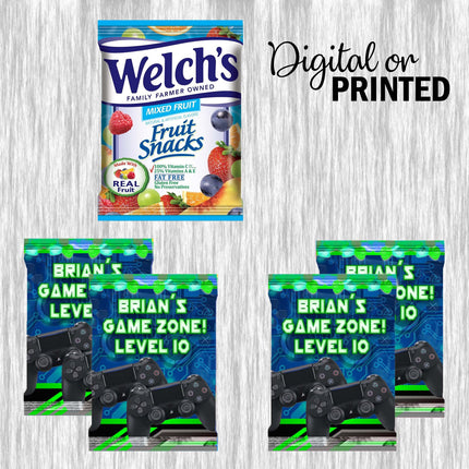 Video Game Fruit Snack Label Sticker for Kids Birthday Party Favor Decor Custom Physical Product