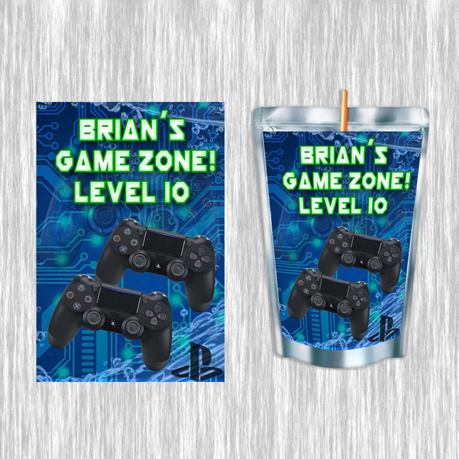 Video Game Juice Pouch Label Sticker or Complete Custom Juice Pouches for Kids Birthday Party Favor Decor