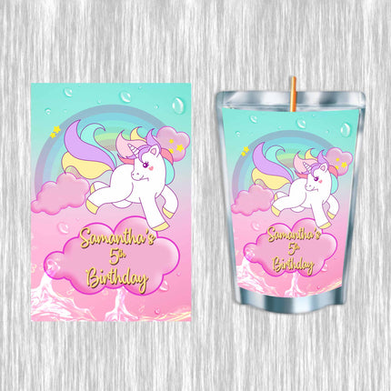 Unicorn #Style 2 Juice Pouch Label Sticker or Complete Custom Juice Pouches for Kids Birthday Party Favor Decor