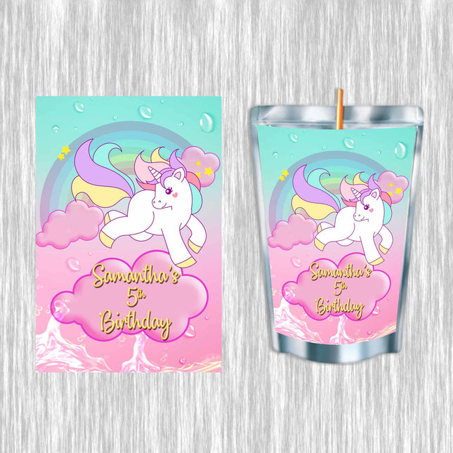 Unicorn #Style 2 Juice Pouch Label Sticker or Complete Custom Juice Pouches for Kids Birthday Party Favor Decor