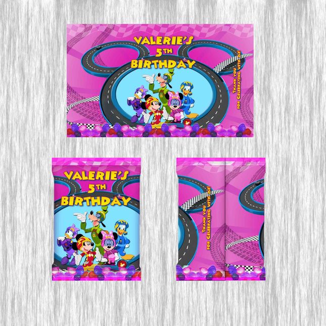 Minnie Roadster Racers Fruit Snack Label Sticker for Kids Birthday Party Favor Decor Custom Physical Product