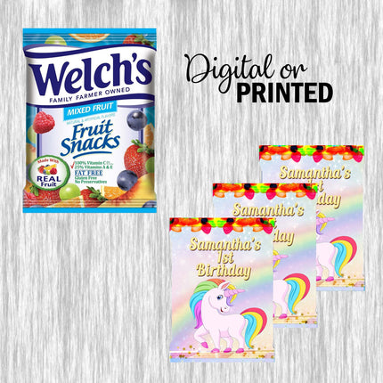 Unicorn Fruit Snack Label Sticker for Kids Birthday Party Favor Decor Custom Physical Product