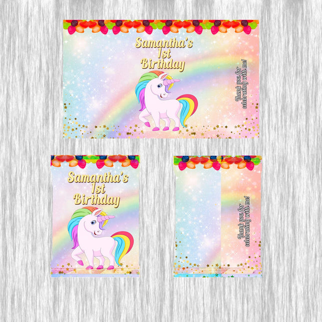 Unicorn Fruit Snack Label Sticker for Kids Birthday Party Favor Decor Custom Physical Product