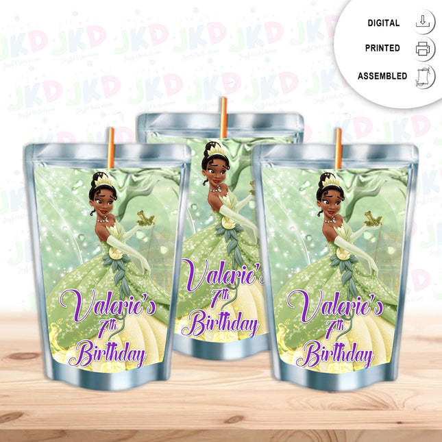 Tiana Juice Pouch Label Sticker or Complete Custom Juice Pouches for Kids Birthday Party Favor Decor