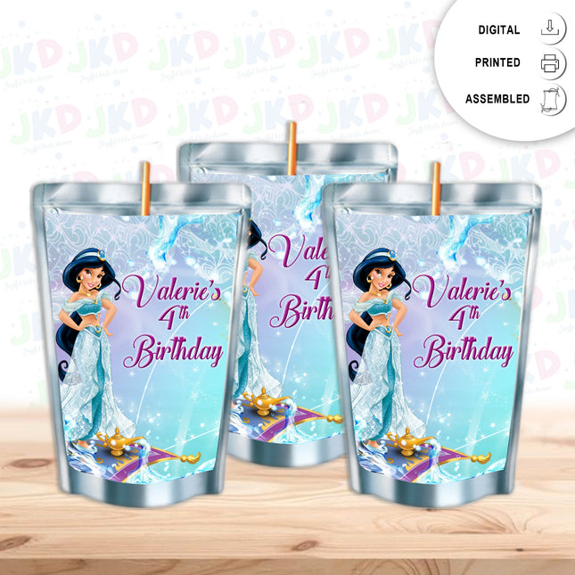 Jasmine Juice Pouch Label Sticker or Complete Custom Juice Pouches for Kids Birthday Party Favor Decor