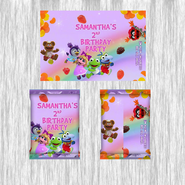 Muppet Babies Fruit Snack Label Sticker for Kids Birthday Party Favor Decor Digital and Physical Options #Pink