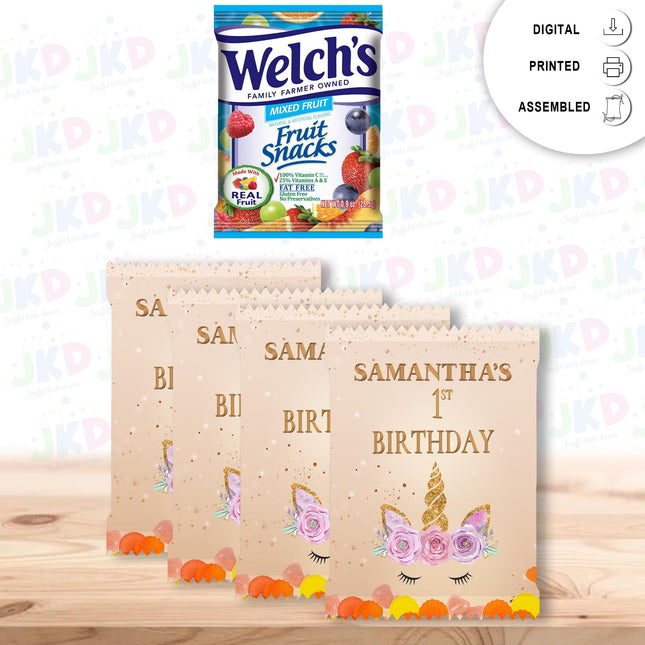 Unicorn Face Fruit Snack Label Sticker for Kids Birthday Party Favor Decor Custom Physical Product