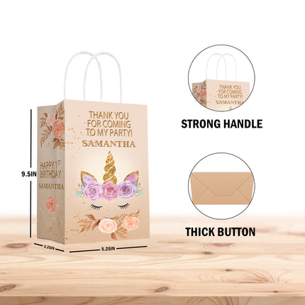 Unicorn Face Bags with Handles for Kids Gift Favor Birthday Party - 12pack