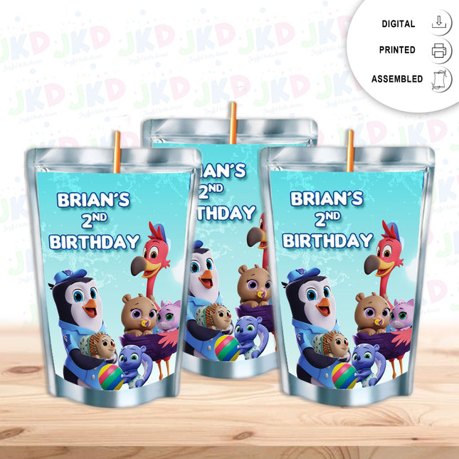 TOTS Juice Pouch Label Sticker for Kids Birthday Party Favor Decor - Digital and physical options #Blue