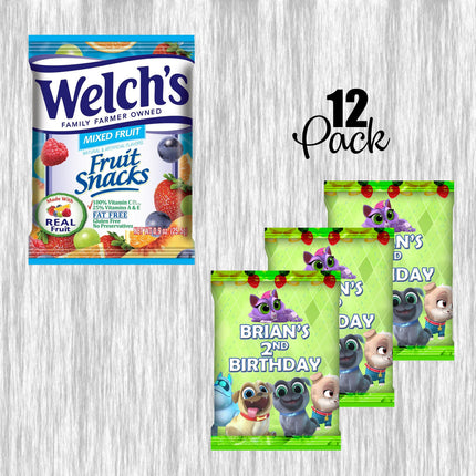 Puppy Dog Pals Fruit Snack Label Sticker for Kids Birthday Party Favor Decor Digital and Physical Options #Green