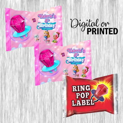 Alice Bakery Ring Pop Label Sticker for Birthday Party Candy Favor - Digital, Stickers or Finished Options