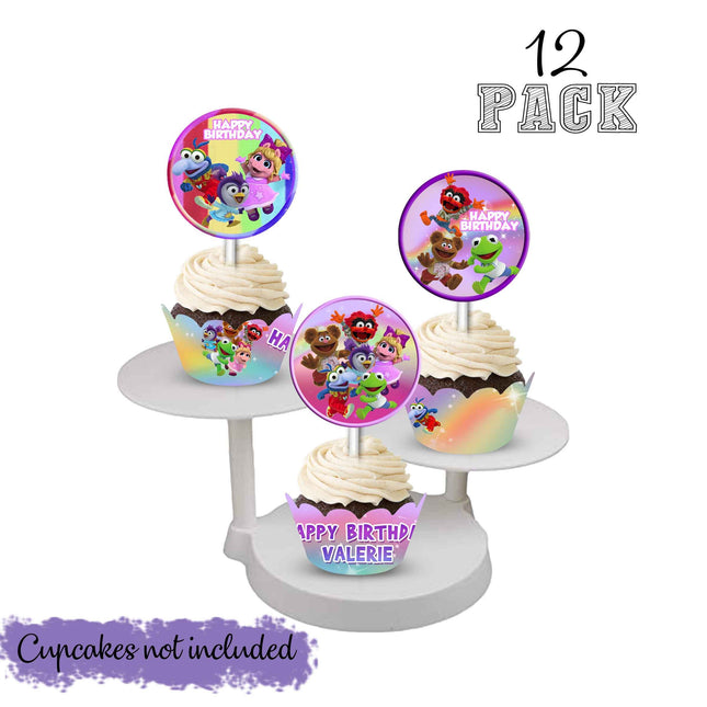Muppet Babies Cupcake Wrapper and Topper for Birthday Party Decor - 12pack