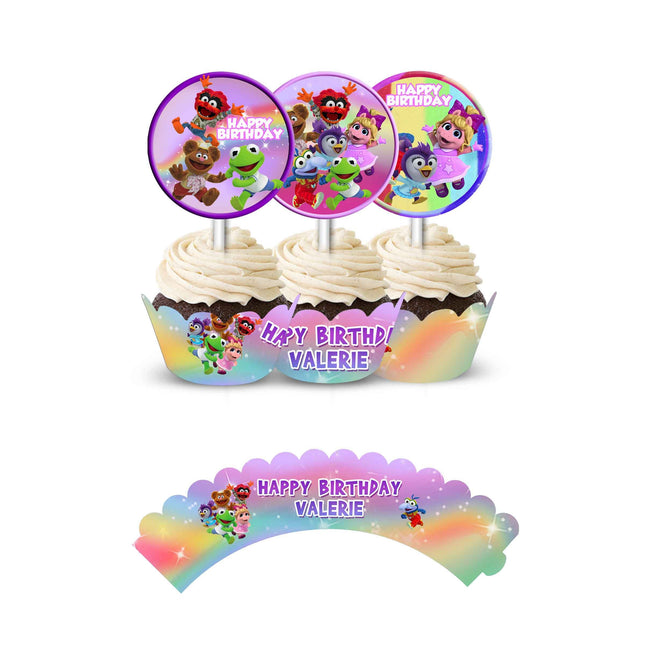 Muppet Babies Cupcake Wrapper and Topper for Birthday Party Decor - 12pack