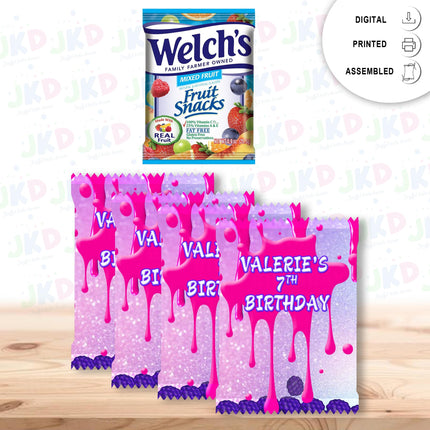 Slime Fruit Snack Label Sticker for Kids Birthday Party Favor Decor Custom Physical Product