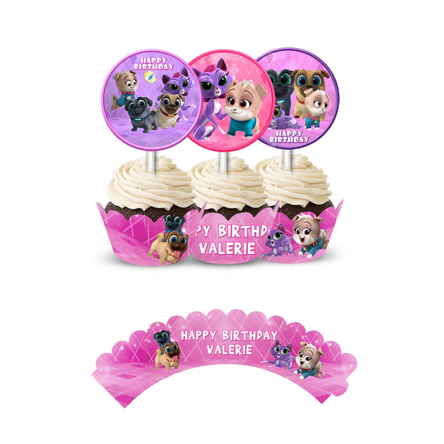 Puppy Dog Pals Cupcake Wrapper and Topper for Birthday Party Decor - 12pack #Pink