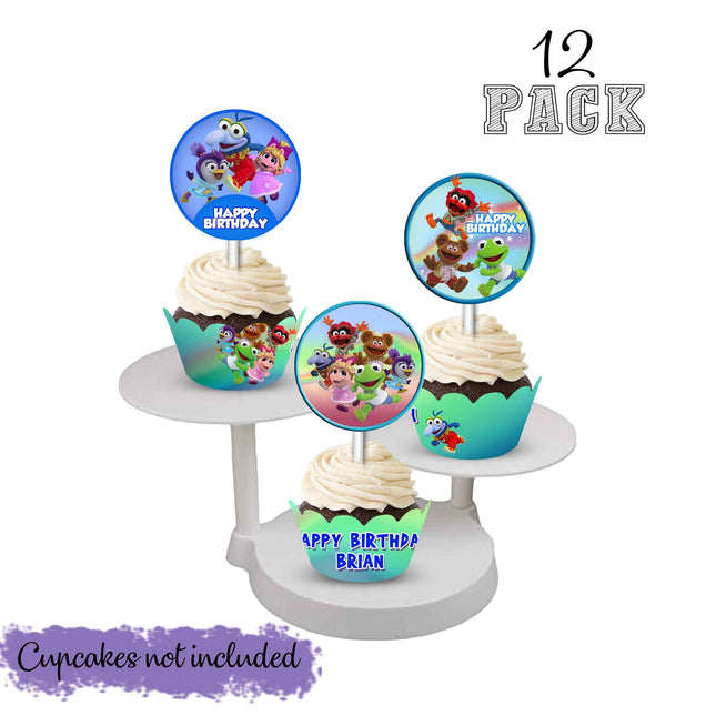 Muppet Babies Cupcake Wrapper and Topper for Birthday Party Decor - 12pack #Green