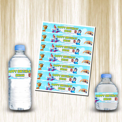 TOTS Bottle Water Labels Waterproof Stickers for Kids Birthday Party Favor | 12-Pack Ideal for 16.9oz & 8 fl oz Bottles #Blue