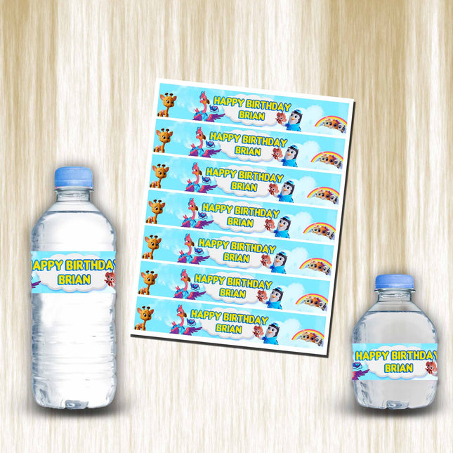 TOTS Bottle Water Labels Waterproof Stickers for Kids Birthday Party Favor | 12-Pack Ideal for 16.9oz & 8 fl oz Bottles #Blue